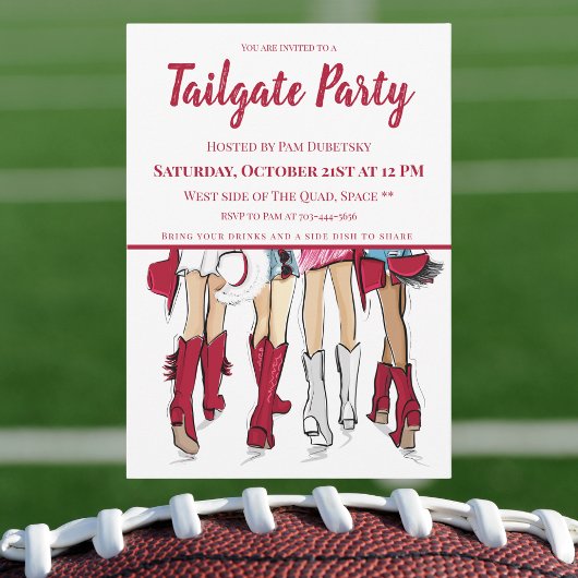 Tailgate Party Alabama Ladys Cowboy Boots Crimson Einladung