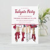 Tailgate Party Alabama Ladys Cowboy Boots Crimson Einladung (Stehend Vorderseite)