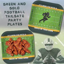 Tailgate Party Green and Gold Football Paper Plate Pappteller
