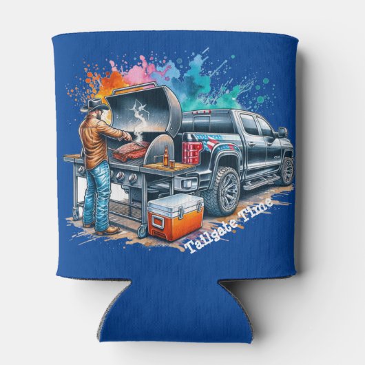 Tailgate Time Cowboy Kochen GRILLEN Pit Custom Dosenkühler (Rückseite)