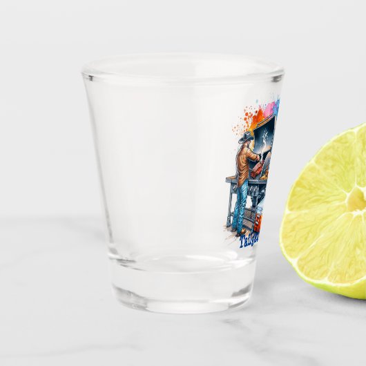 Tailgate Time Cowboy Kochen GRILLEN Pit Custom Schnapsglas (Links)