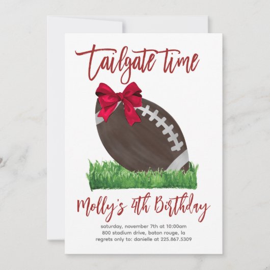 Tailgate Time Girl Football Einladung zum Geburtst (Vorderseite)