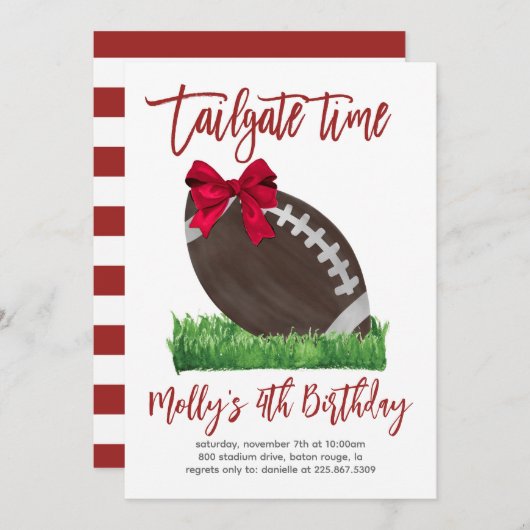 Tailgate Time Girl Football Einladung zum Geburtst (Vorne/Hinten)