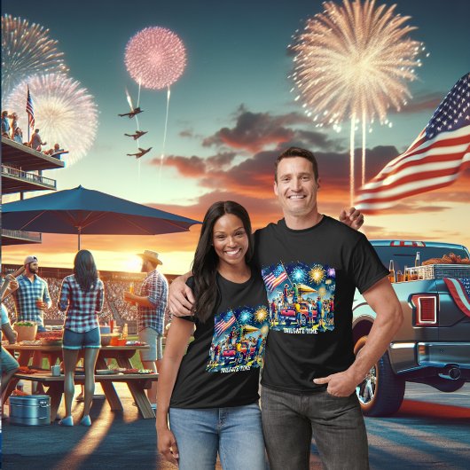 Tailgate Time Party Truck Feuerwerk Fahne Custom T-Shirt