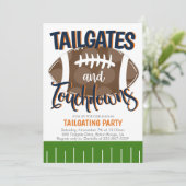 Tailgates and Touchdowns Football JEDES TEAM COLOR Einladung (Stehend Vorderseite)