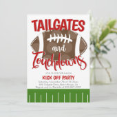 Tailgates and Touchdowns Football JEDES TEAM COLOR Einladung (Stehend Vorderseite)