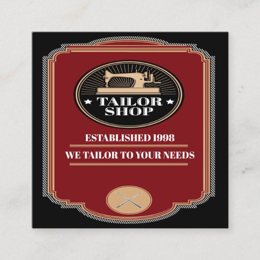 Tailor Sewing Fashion Business Card Telefonnummerkarte (Vorderseite)