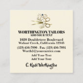 Tailor Sewing Fashion Business Card Telefonnummerkarte (Rückseite)