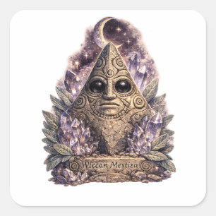 Taíno-inspirierte dreizackige Cemí-Mystik-Wicca Quadratischer Aufkleber