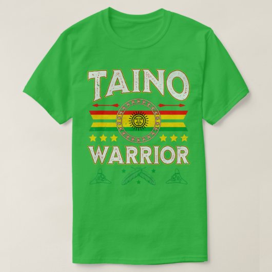 Taino Warrior Flag Indianer Arawak Boriken T-Shirt (Design vorne)