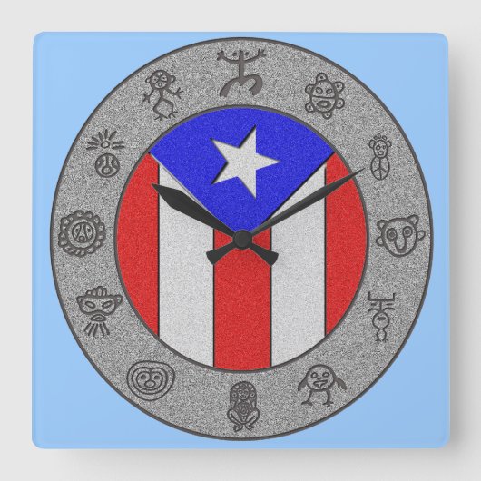 Taino Wheel Quadratische Wanduhr (Vorderseite)