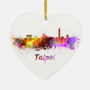 Taipeh skyline im Watercolor Keramik Ornament