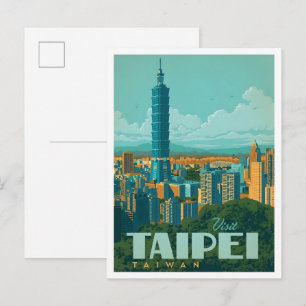 Taipeh Taiwan Vintage-Kunst-Reise Postkarte