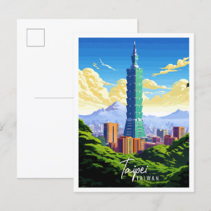 Taipeh Taiwan Vintage-Reiseillustration Postkarte