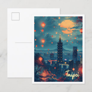 Taipeh Vintage-Kunst-Reiseillustration Postkarte