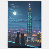 Taipei 101 Katzen in der Nacht Magnet (Vorderseite)
