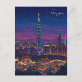Taipei 101 Taiwan in der Nacht Postkarte