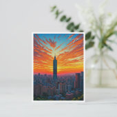 Taipei 101 Taiwan Sunset Postkarte (Stehend Vorderseite)