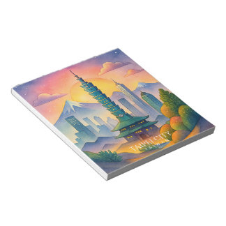 Taipei City Taiwan Skyline Watercolor Notizblock
