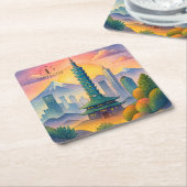 Taipei City Taiwan Skyline Watercolor Rechteckiger Pappuntersetzer (angewinkelt)