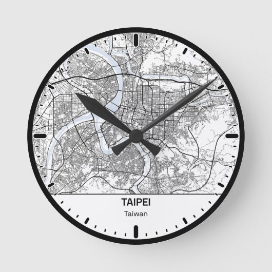 Taipei Clock City Line Art Runde Wanduhr (Vorderseite)