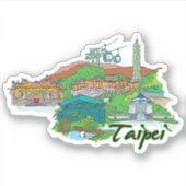 Taipei Siegel Sticker Rundfahne für Laptop Book. (Vorderseite)
