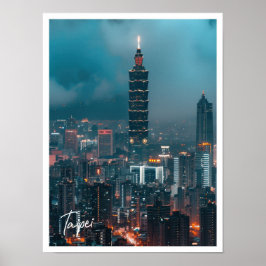 Taipei Skyline bei Dämmerung Kunstreise Poster