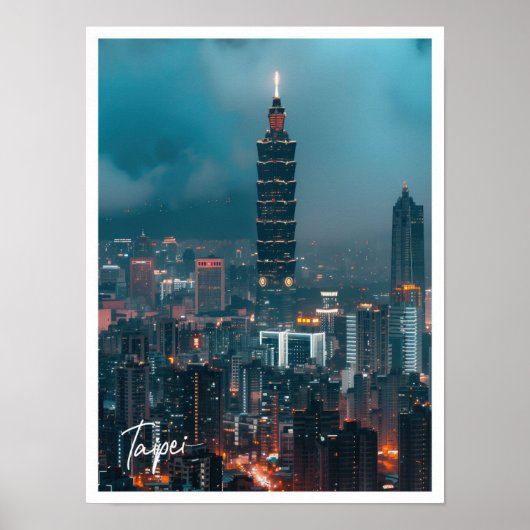 Taipei Skyline bei Dämmerung Kunstreise Poster (Vorne)