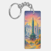 Taipei Stadt Taiwan Skyline Wasserfarbe Schlüsselanhänger (Vorderseite links)