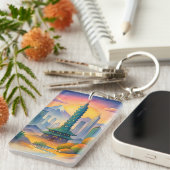 Taipei Stadt Taiwan Skyline Wasserfarbe Schlüsselanhänger (Vorderseite rechts)