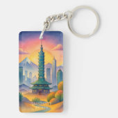 Taipei Stadt Taiwan Skyline Wasserfarbe Schlüsselanhänger (Rückseite)