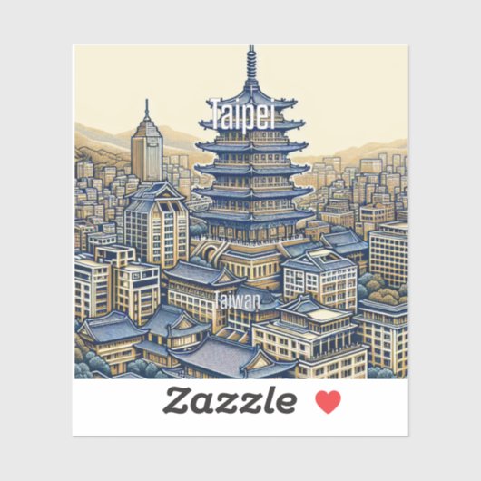 Taipei Taiwan 3 Inch Vinyl Sticker (Blatt)