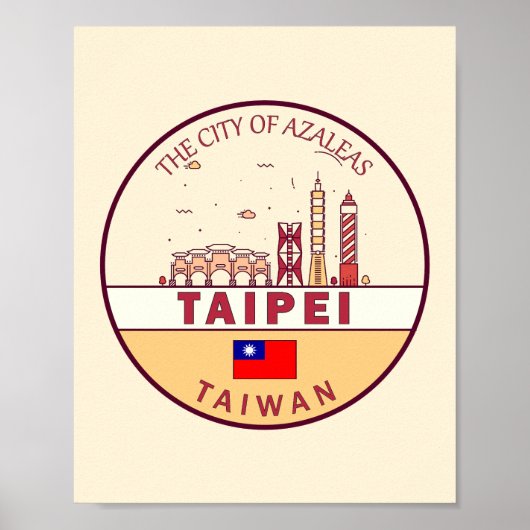 Taipei Taiwan City Skyline Emblem Poster (Vorne)
