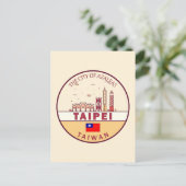 Taipei Taiwan City Skyline Emblem Postkarte (Stehend Vorderseite)