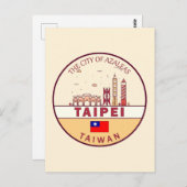 Taipei Taiwan City Skyline Emblem Postkarte (Vorne/Hinten)