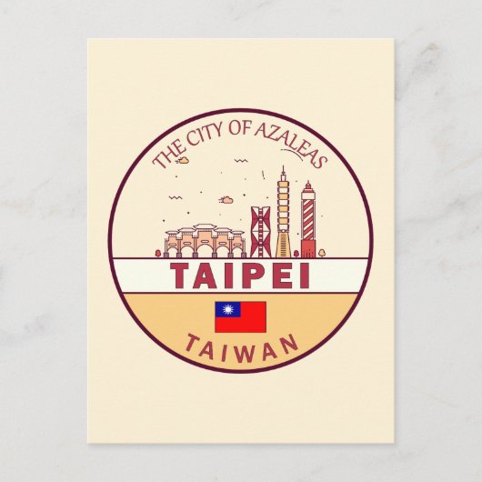Taipei Taiwan City Skyline Emblem Postkarte (Vorderseite)