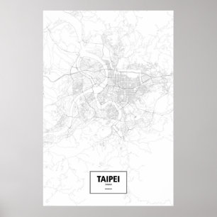 Taipei, Taiwan (schwarz auf weiß) Poster