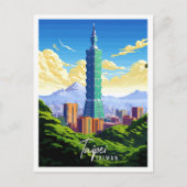 Taipei Taiwan Vintage Reise Illustration Postkarte (Vorderseite)