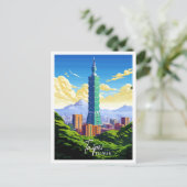 Taipei Taiwan Vintage Reise Illustration Postkarte (Stehend Vorderseite)