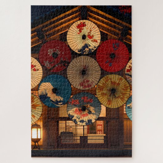 Taisho Romantische Nacht mit gemalten Wagasa Puzzle (Vertikal)