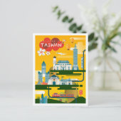 Taiwan Art Travel Illustration Postkarte (Stehend Vorderseite)