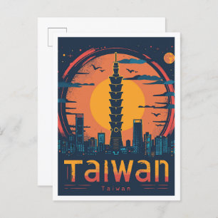 Taiwan Art Vintage Travel Illustration Postkarte
