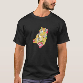 Taiwan Blumenstoff Muster, Bär, Gelb, Gelb, T-Shirt