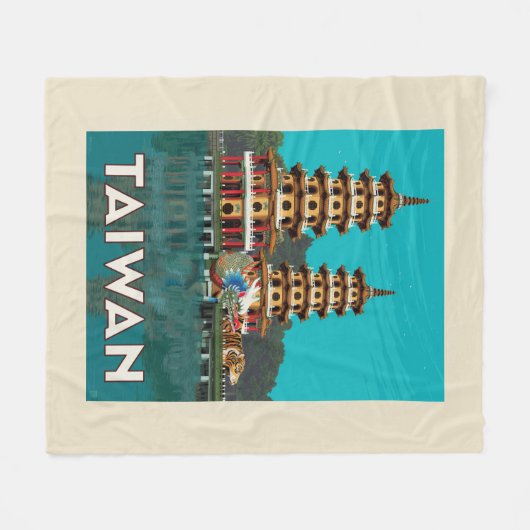 Taiwan | Dragon und Tiger Pagodas Fleecedecke (Vorderseite (Horizontal))