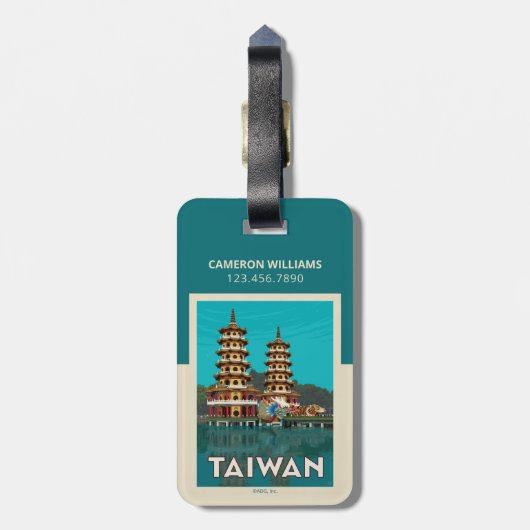 Taiwan | Dragon und Tiger Pagodas Gepäckanhänger (Rückseite vertikal)
