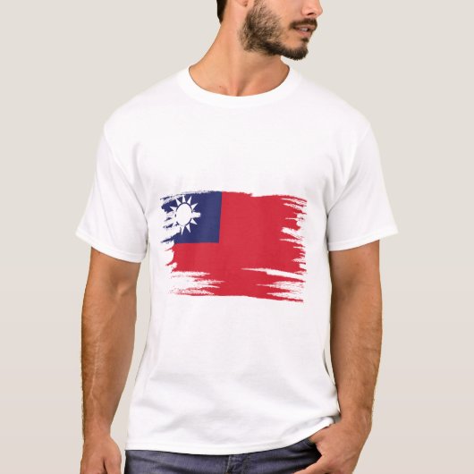 Taiwan Flag Brush Art T-Shirt (Vorderseite)