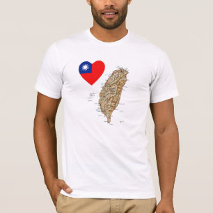 Taiwan Flag Herz und Karte T - Shirt