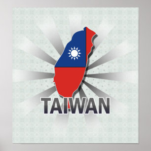 Taiwan Flag Map 2.0 Poster