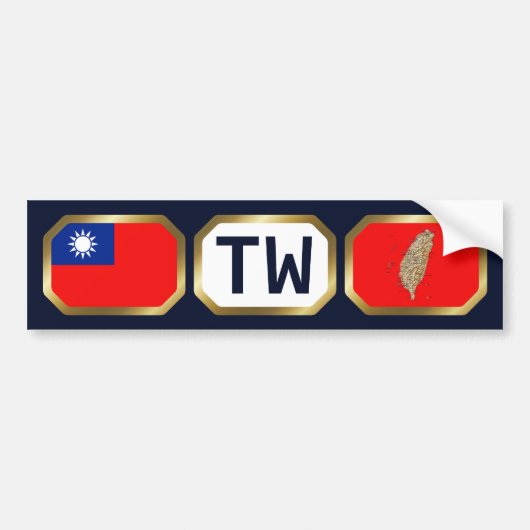 Taiwan Flag Map Code Autoaufkleber (Vorne)