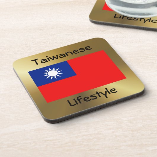 Taiwan-Flag+Text-Untersetzer Getränkeuntersetzer (Linke Seite)